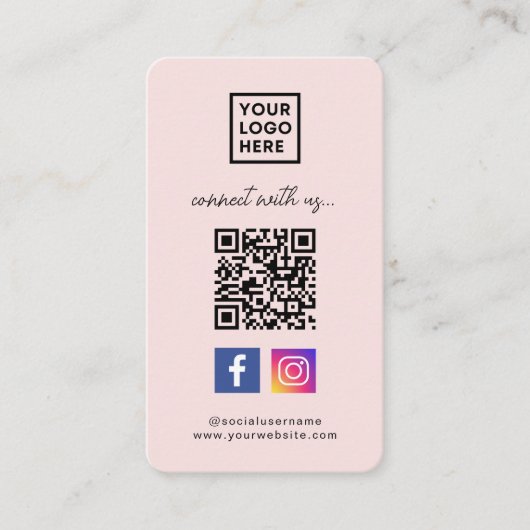 Social Media QR Code Verbind met ons Roze Visitekaartje (Voorkant)