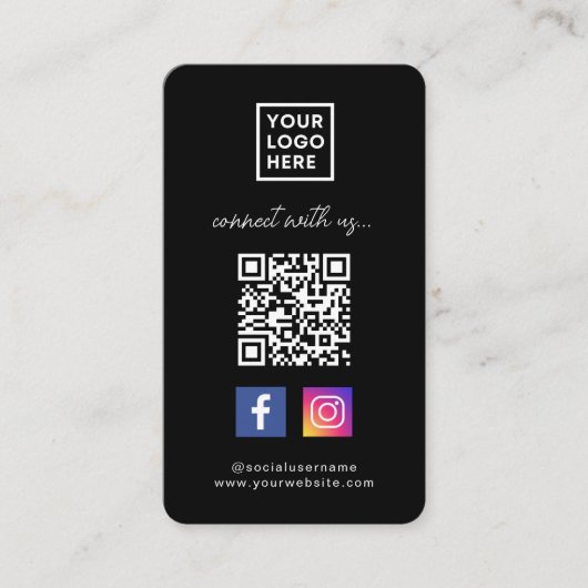 Social Media QR Code Verbind met ons Zwart Visitekaartje (Voorkant)