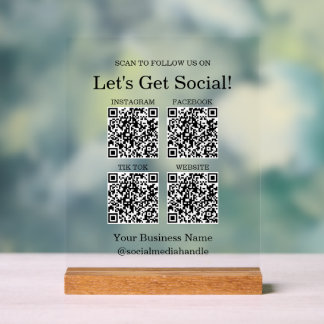 Social Media QR-code voor kleine bedrijven Acryl Bord