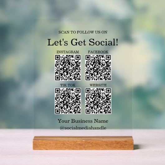 Social Media QR-code voor kleine bedrijven Acryl Bord (Neutraal)