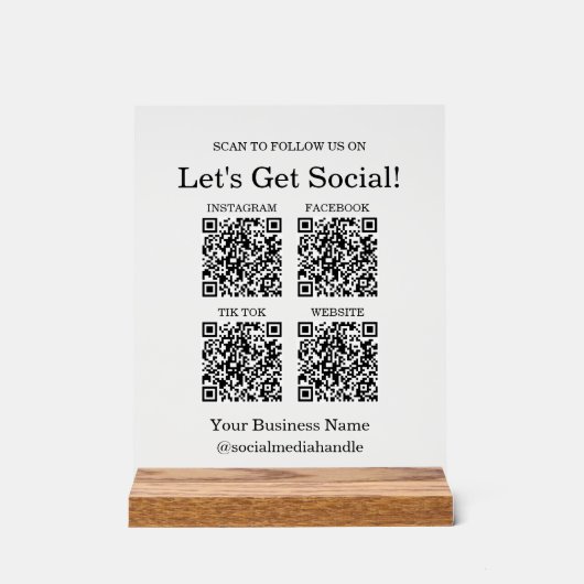 Social Media QR-code voor kleine bedrijven Acryl Bord (Voorkant)