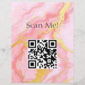 Social Media QR Code Waterverf Roze Goud Agaat Flyer (Achterkant)