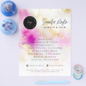 Social Media QR Code Waterverf Roze Goud Elegant Flyer (Enkel)