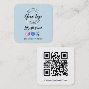 Social Media QR code website Aangepast logo blauw Vierkante Visitekaartje