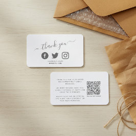 Social media QR code wit dank u korting Informatiekaartje