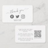 Social media QR code wit dank u korting Informatiekaartje (Voorkant / Achterkant)