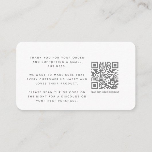 Social media QR code wit dank u korting Informatiekaartje (Achterkant)