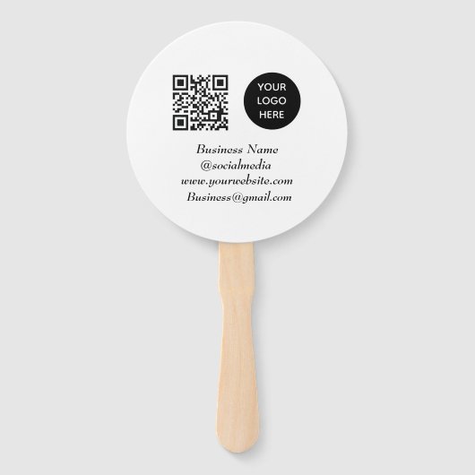 Social media QR Code Zwart Modern Business Logo Handwaaier (Voorkant)