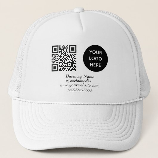 Social media QR Code Zwart Modern Business Logo Trucker Pet (Voorkant)