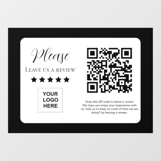 Social Media Review QR code Link Raamsticker (Vel)