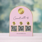 Social Media Roze & Gouden Boog Logo QR Code Acryl Bord (Neutraal)