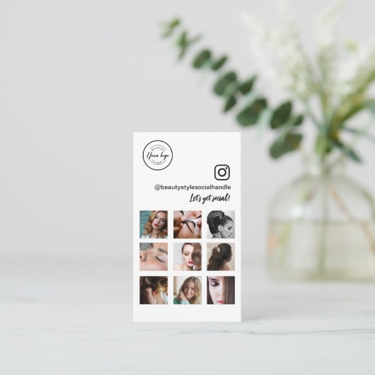 Social Media Schoonheidssalon Instagram Foto's Visitekaartje (Staand voorkant)