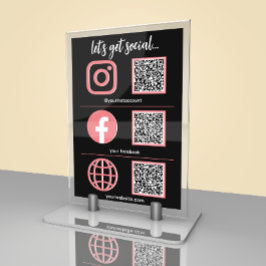 Social Media Sign | QR-code Zakelijke Tafelkaart  Kaart