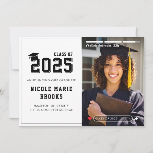 Social Media Story Foto Wit Afstuderen Aankondiging (Voorkant)