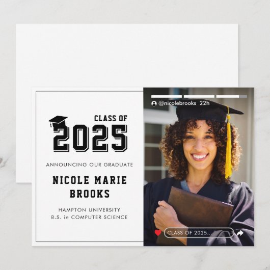 Social Media Story Foto Wit Afstuderen Aankondiging (Voorkant / Achterkant)