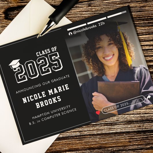 Social Media Story Foto Zwart Afstuderen Aankondiging