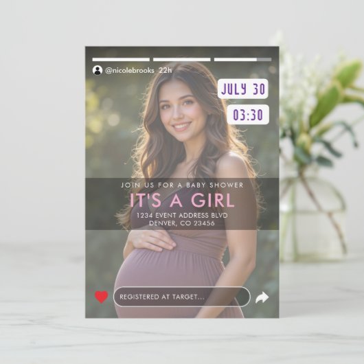 Social Media Story Post Foto Baby shower Kaart (Staand voorkant)