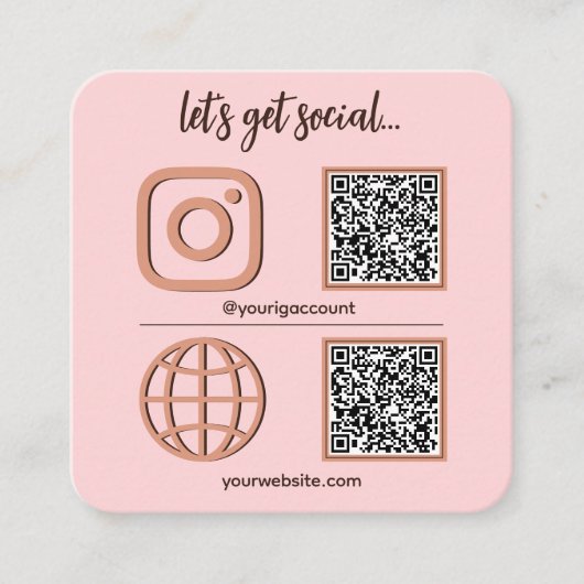 Social Media teken met QR code schattig Vierkante Visitekaartje (Voorkant)