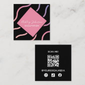 Social Media Toevoegen Logo QR Code Trendy Hologra Vierkante Visitekaartje (Voorkant / Achterkant)