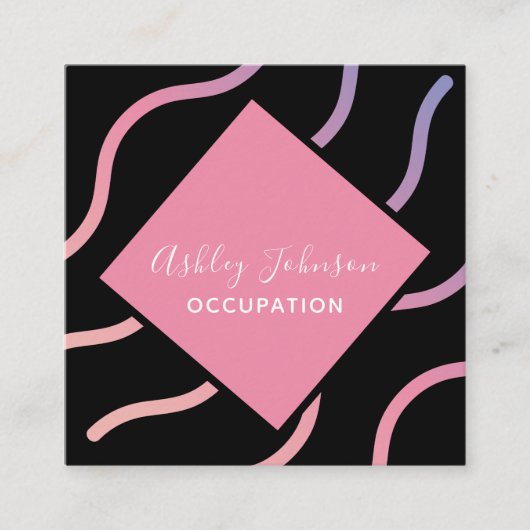 Social Media Toevoegen Logo QR Code Trendy Hologra Vierkante Visitekaartje (Voorkant)