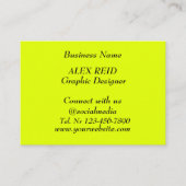 Social media Trendy Neon Modern Fluorescerend Geel Visitekaartje (Voorkant)