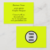 Social media Trendy Neon Modern Fluorescerend Geel Visitekaartje (Voorkant / Achterkant)