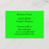 Social media Trendy Neon Modern Fluorescerend Groe Visitekaartje (Voorkant)