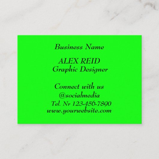 Social media Trendy Neon Modern Fluorescerend Groe Visitekaartje (Voorkant)