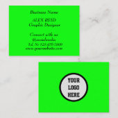 Social media Trendy Neon Modern Fluorescerend Groe Visitekaartje (Voorkant / Achterkant)