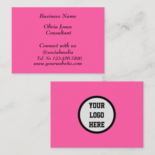 Social media Trendy Neon Modern Neon Roze Visitekaartje (Voorkant / Achterkant)