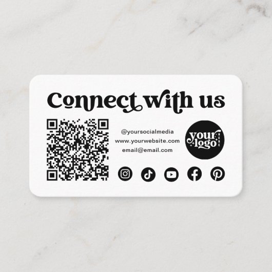 Social Media Verbind met ons QR Code Wit Visitekaartje (Voorkant)