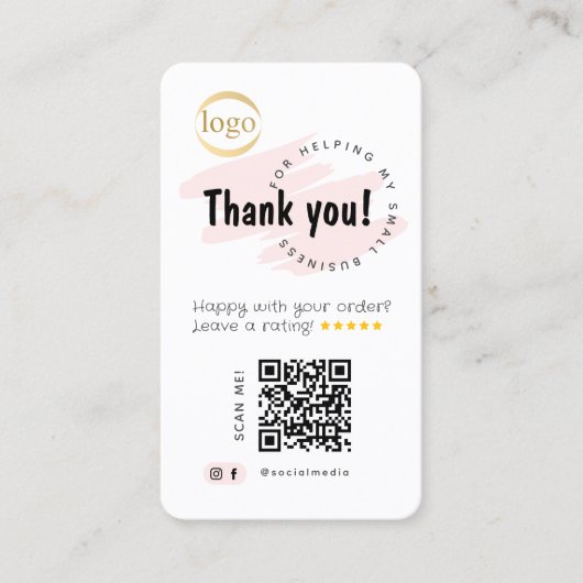 Social Media Voeg QR-code en Logo toe Dank u Visitekaartje (Voorkant)