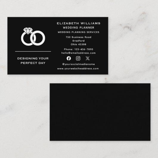 Social Media Wedding Rings Event Planner Planning Visitekaartje (Voorkant / Achterkant)