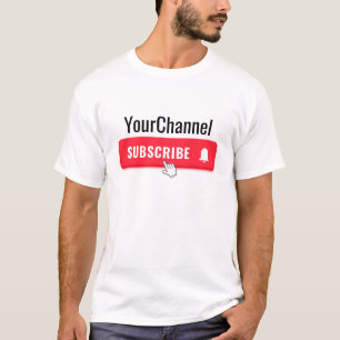 Social media zoals abonneren op kanaalnaam t-shirt