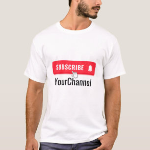 Social media zoals abonneren op kanaalnaam t-shirt