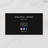 Social Media zwart-wit minimalistisch Visitekaartje (Achterkant)