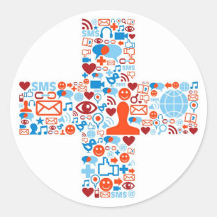 Social Plus-vorm Ronde Sticker