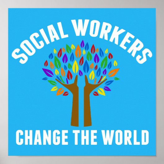 Social Work Inspirational Quote Beautiful Blue Poster (Voorkant)