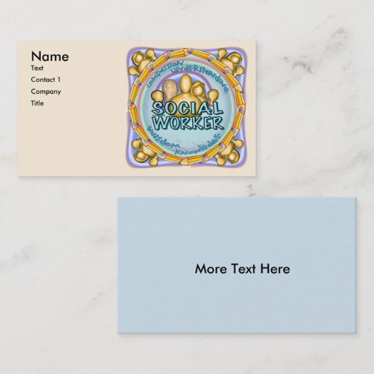Social Worker aangepaste visitekaartjes (Voorkant / Achterkant)