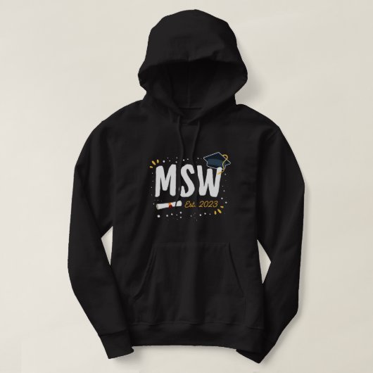 Social Worker Afstuderen MSW Afstudeerder Idee Est Hoodie (Design voorkant)