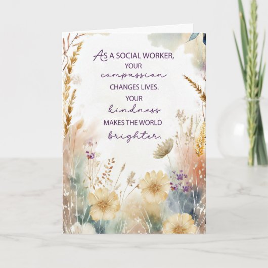 Social Worker Appreciation Waterverf Wildflowers Kaart (Voorkant)