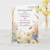 Social Worker Appreciation Waterverf Wildflowers Kaart (Gele Bloem)