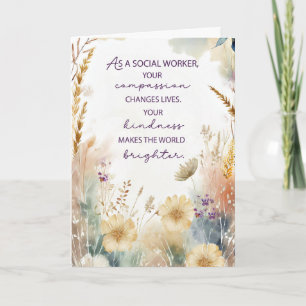 Social Worker Appreciation Waterverf Wildflowers Kaart