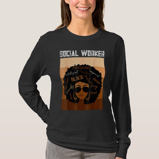 Social Worker Black History Queen Melanin Afro Afr T-shirt (Voorkant)