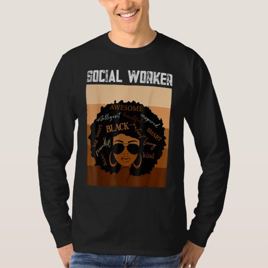 Social Worker Black History Queen Melanin Afro Afr T-shirt (Voorkant)