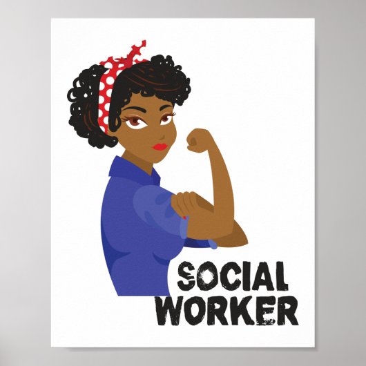 Social Worker Black Rosie The Riveter Poster (Voorkant)