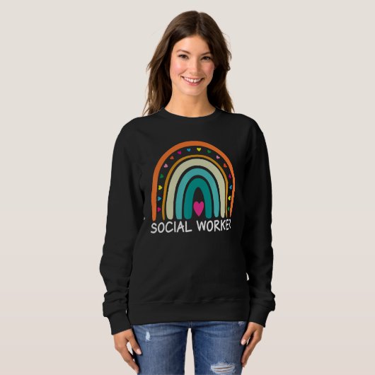 Social Worker Boho Rainbow Back To School Apprecia Trui (Voorkant volledig)