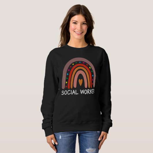 Social Worker Boho Rainbow Back To School Apprecia Trui (Voorkant volledig)
