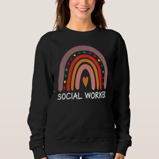 Social Worker Boho Rainbow Back To School Apprecia Trui (Voorkant)