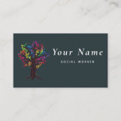 Social Worker Boom & Kleurrijke bladeren Minimalis Visitekaartje (Voorkant)